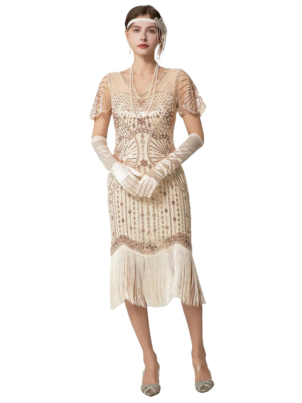 1920s Sequin Beads Fringed Charleston Dress - Image 11