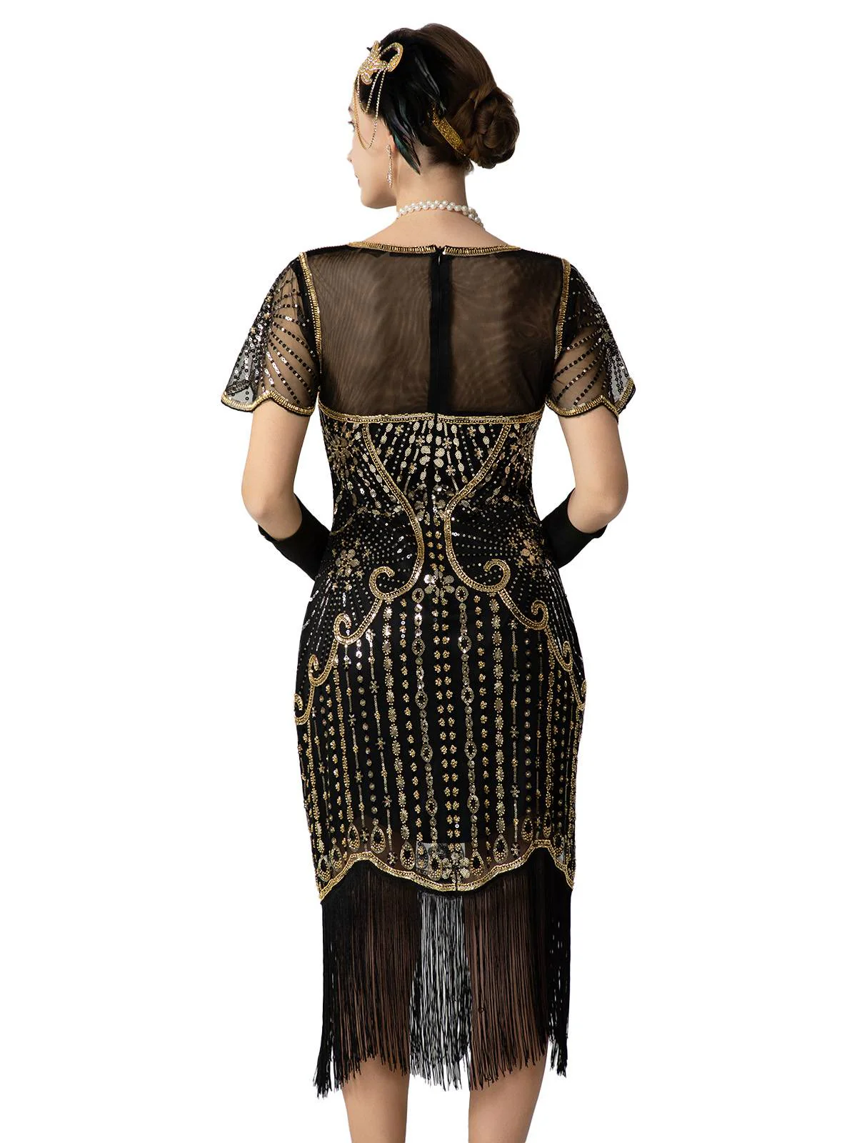 1920s Sequin Beads Fringed Charleston Dress - Image 13