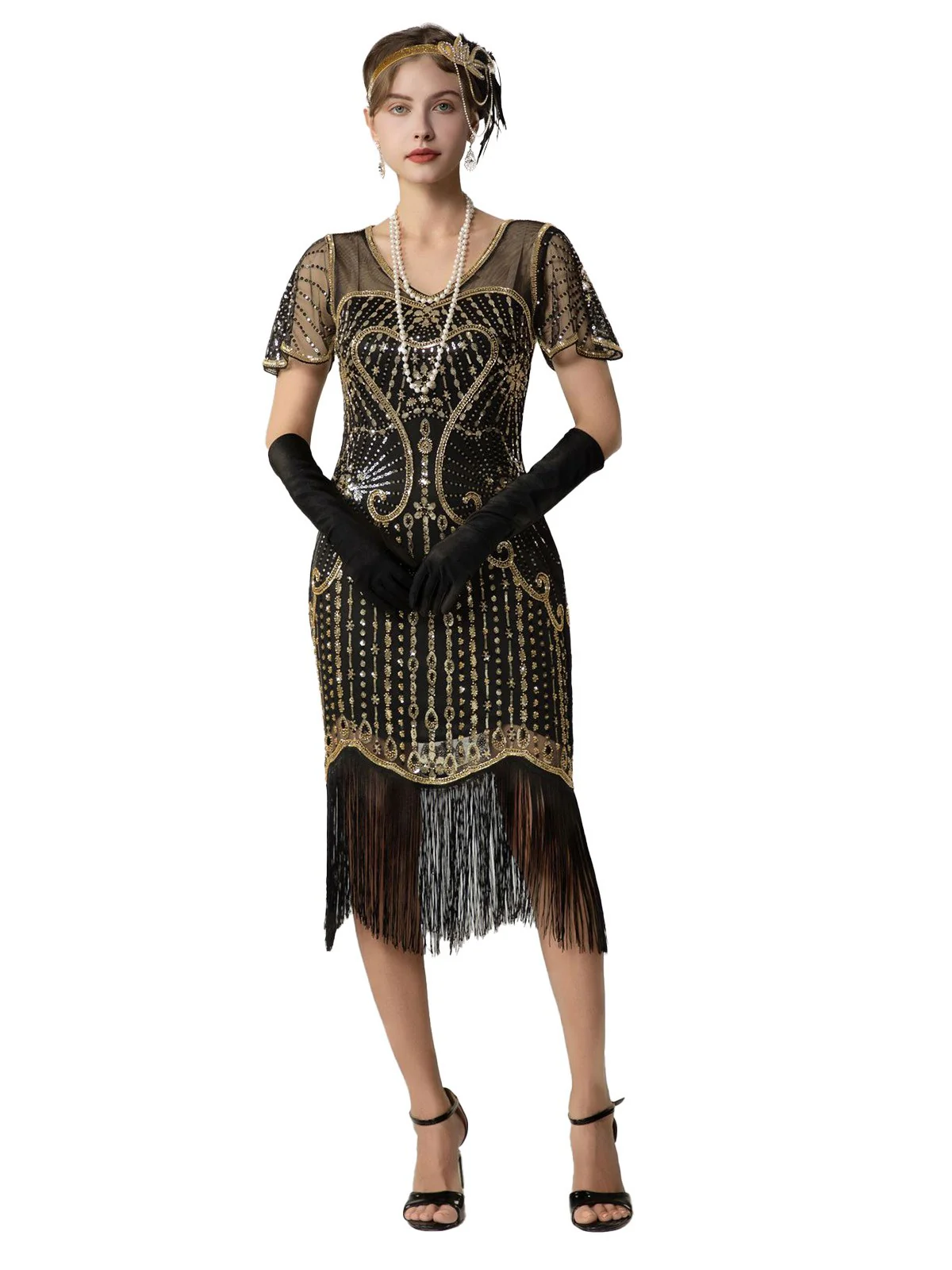 1920s Sequin Beads Fringed Charleston Dress - Image 15