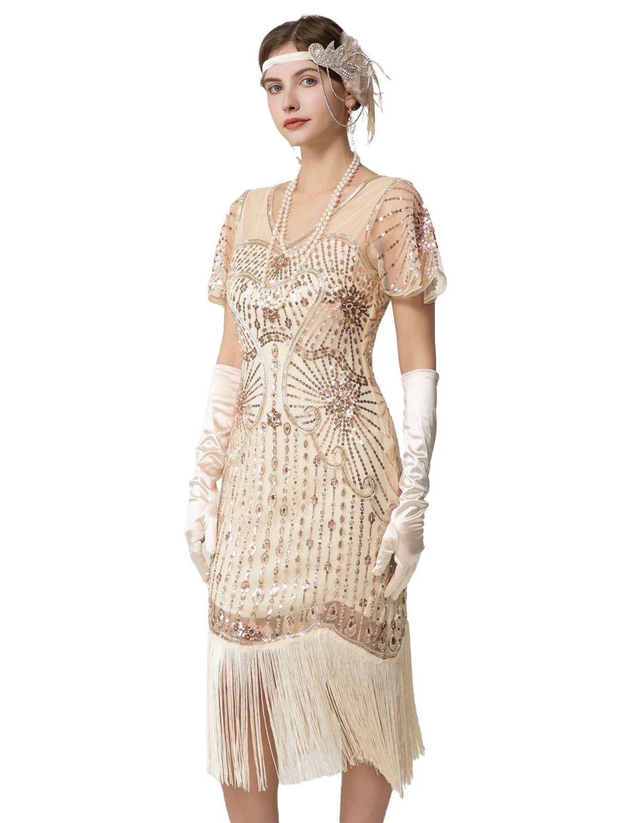1920s Sequin Beads Fringed Charleston Dress - Image 2