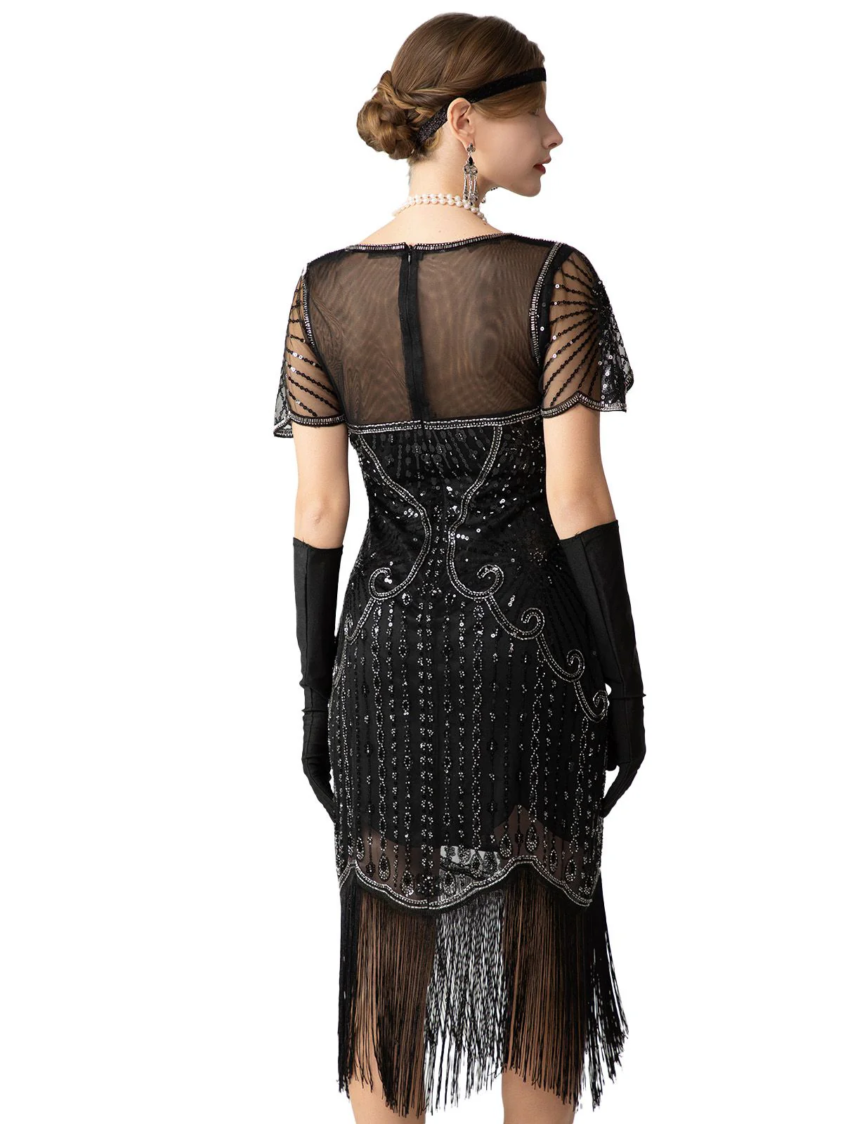 1920s Sequin Beads Fringed Charleston Dress - Image 5