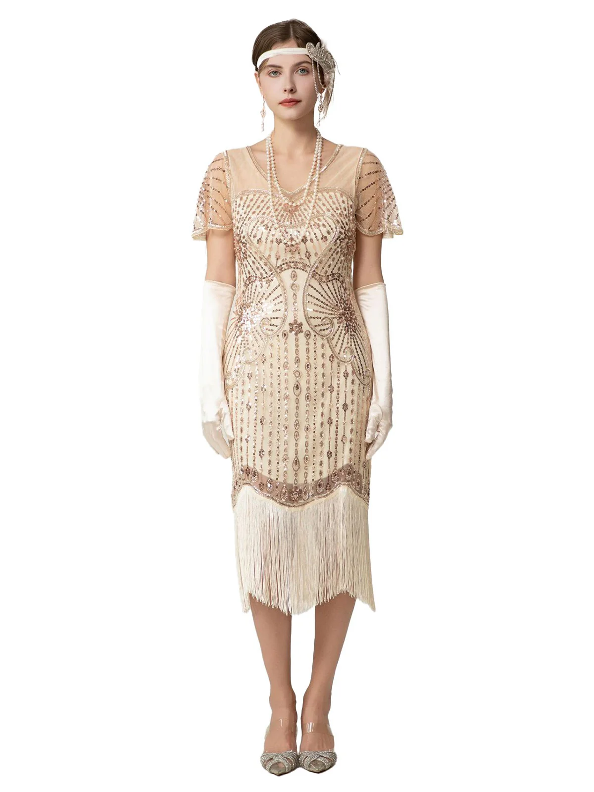 1920s Sequin Beads Fringed Charleston Dress - Image 8