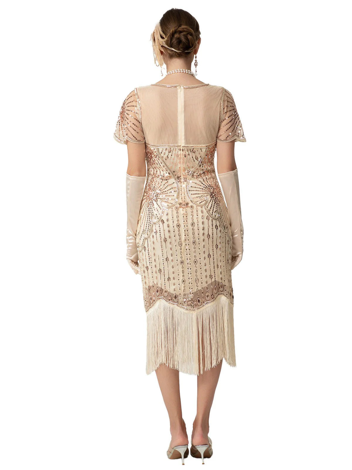1920s Sequin Beads Fringed Charleston Dress - Image 9