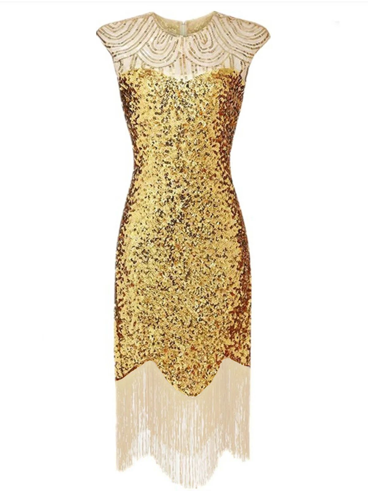 1920s Sequin Beads Fringed Evening Dress - Image 2