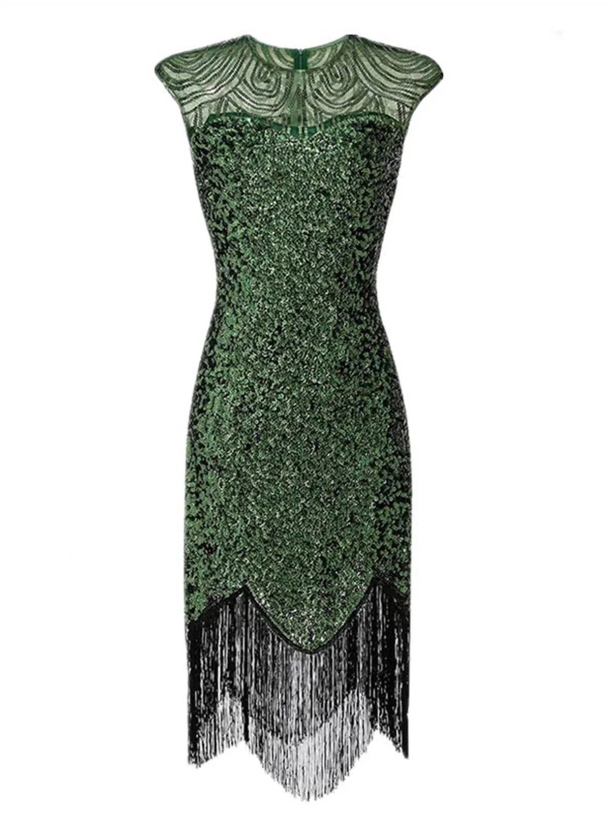 1920s Sequin Beads Fringed Evening Dress - Image 3