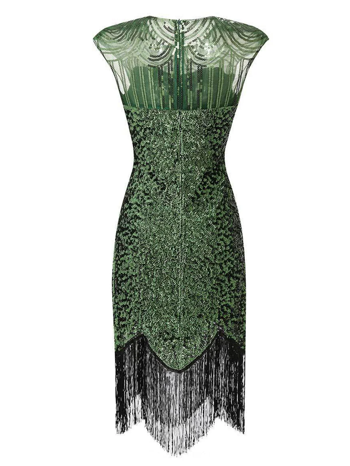 1920s Sequin Beads Fringed Evening Dress - Image 5