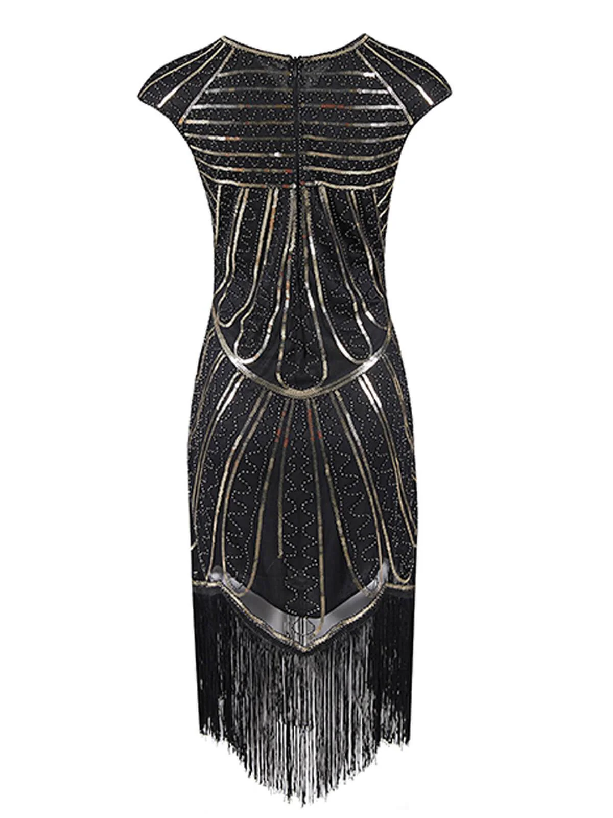 1920s Sequin Fringed Gatsby Dress - Image 3