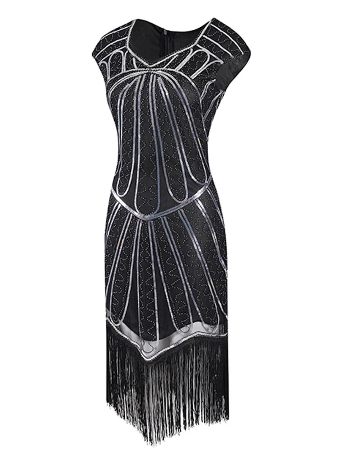 1920s Sequin Fringed Gatsby Dress - Image 2