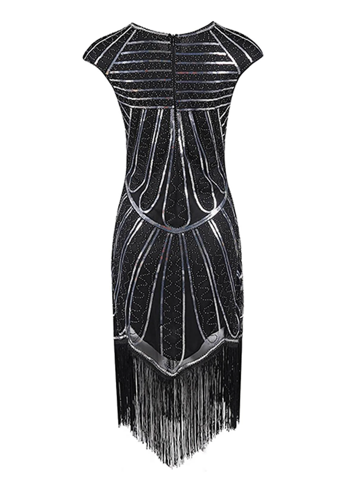 1920s Sequin Fringed Gatsby Dress - Image 3