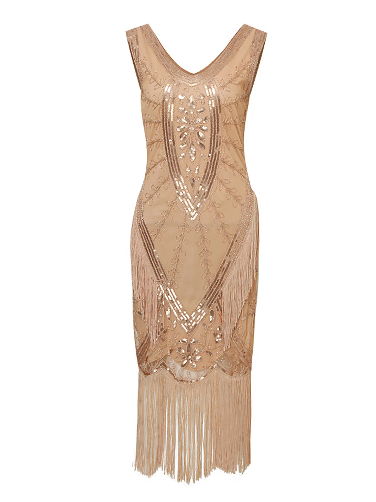 1920s Sequined Fringed Sleeveless Dress - Image 12