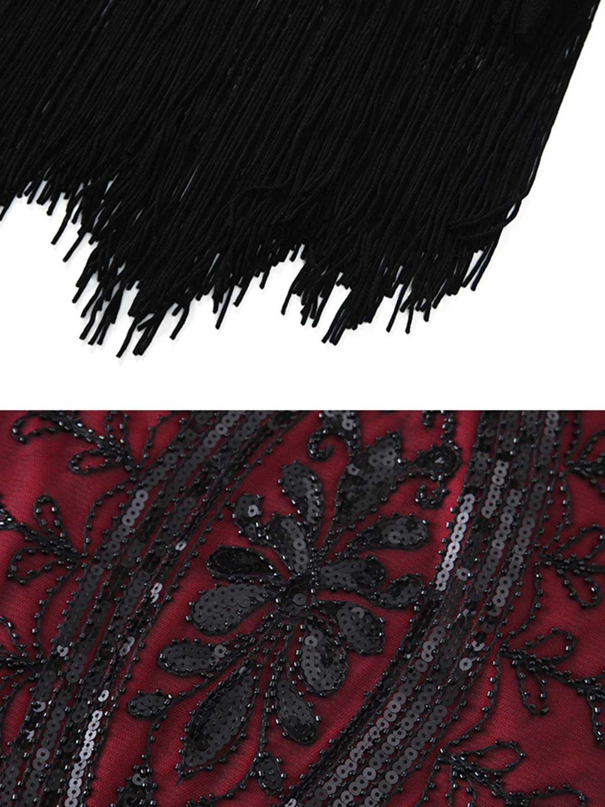 1920s Sequined Fringed Sleeveless Dress - Image 4