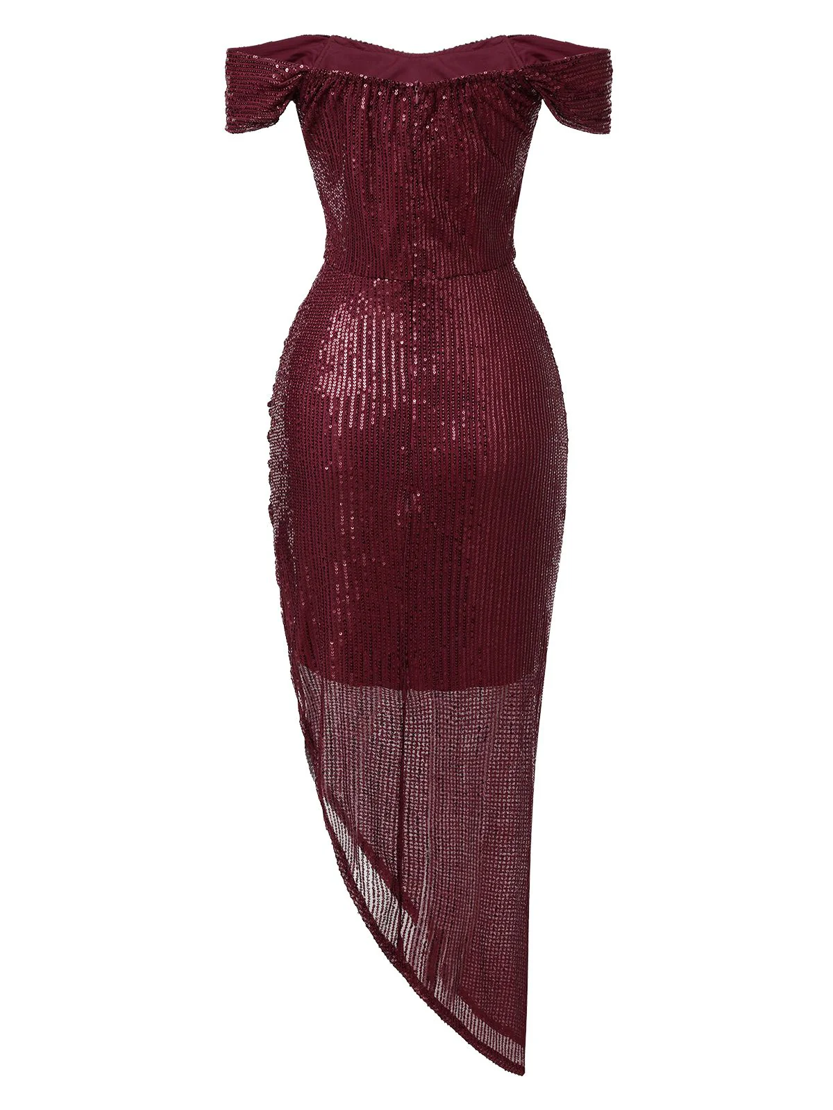 1920s Sequined Off-Shoulder Solid Dress - Image 2