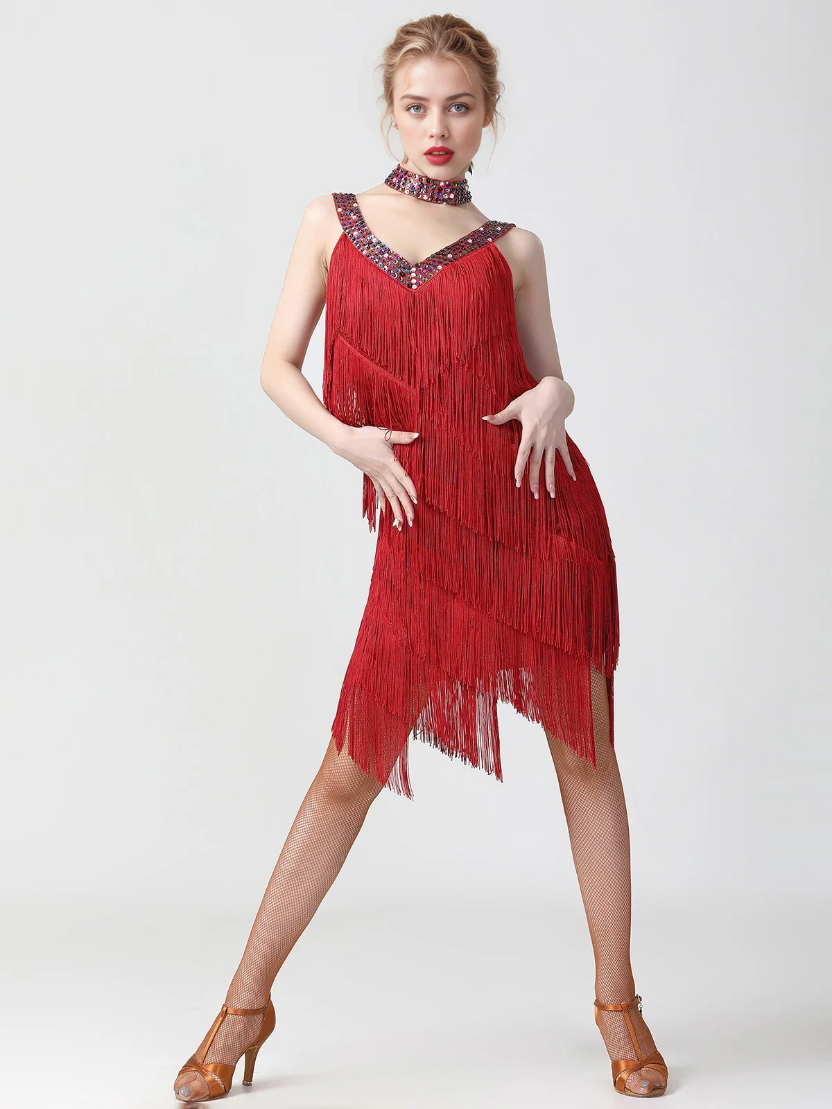 1920s Sequined Sleeveless Fringed Hem Dress - Image 10