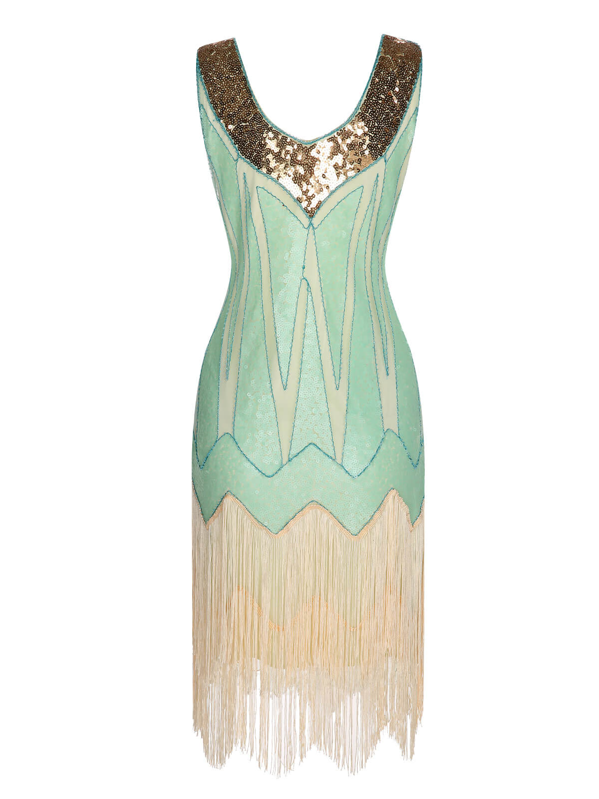 1920s Sequined Tassel V-Neck Dress - Image 3