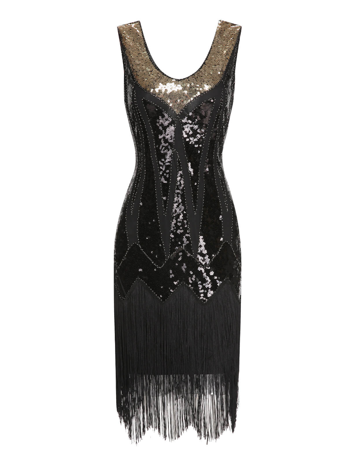 1920s Sequined Tassel V-Neck Dress - Image 5