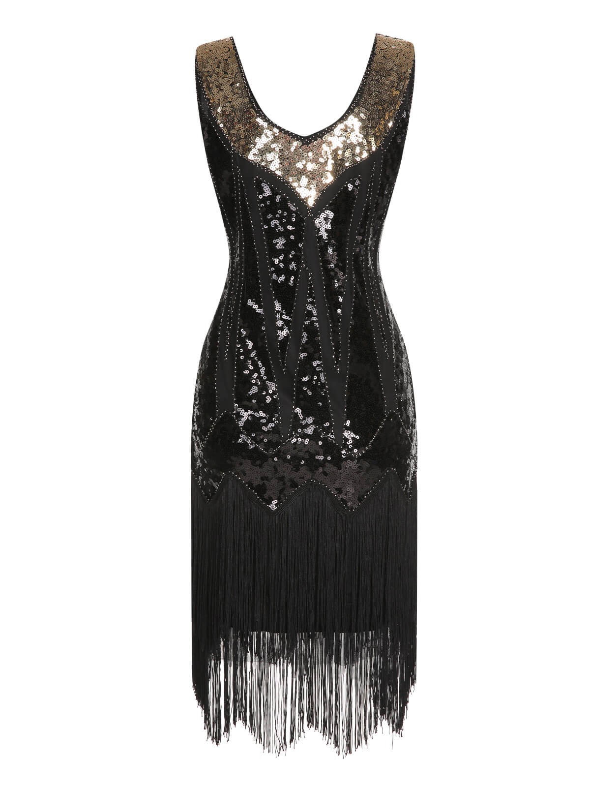 1920s Sequined Tassel V-Neck Dress - Image 7