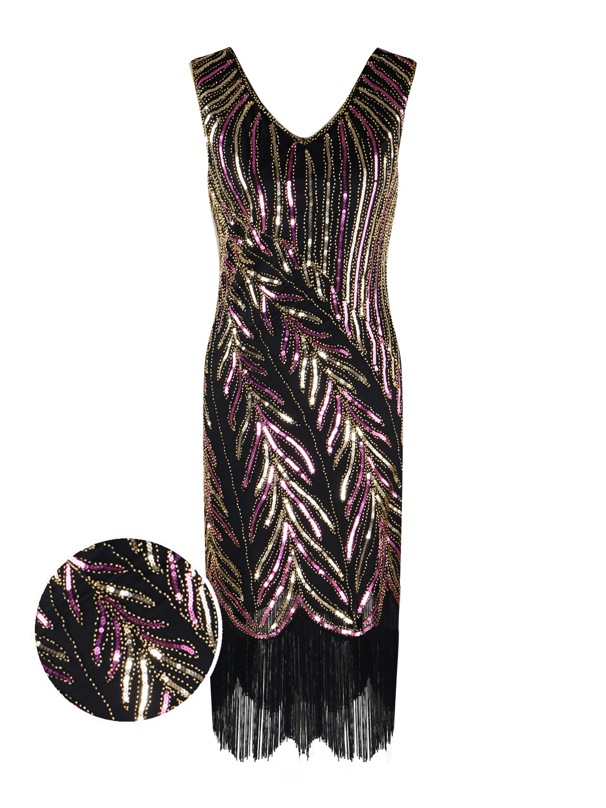 1920s Sequined Tassels Flapper Dress - Image 11