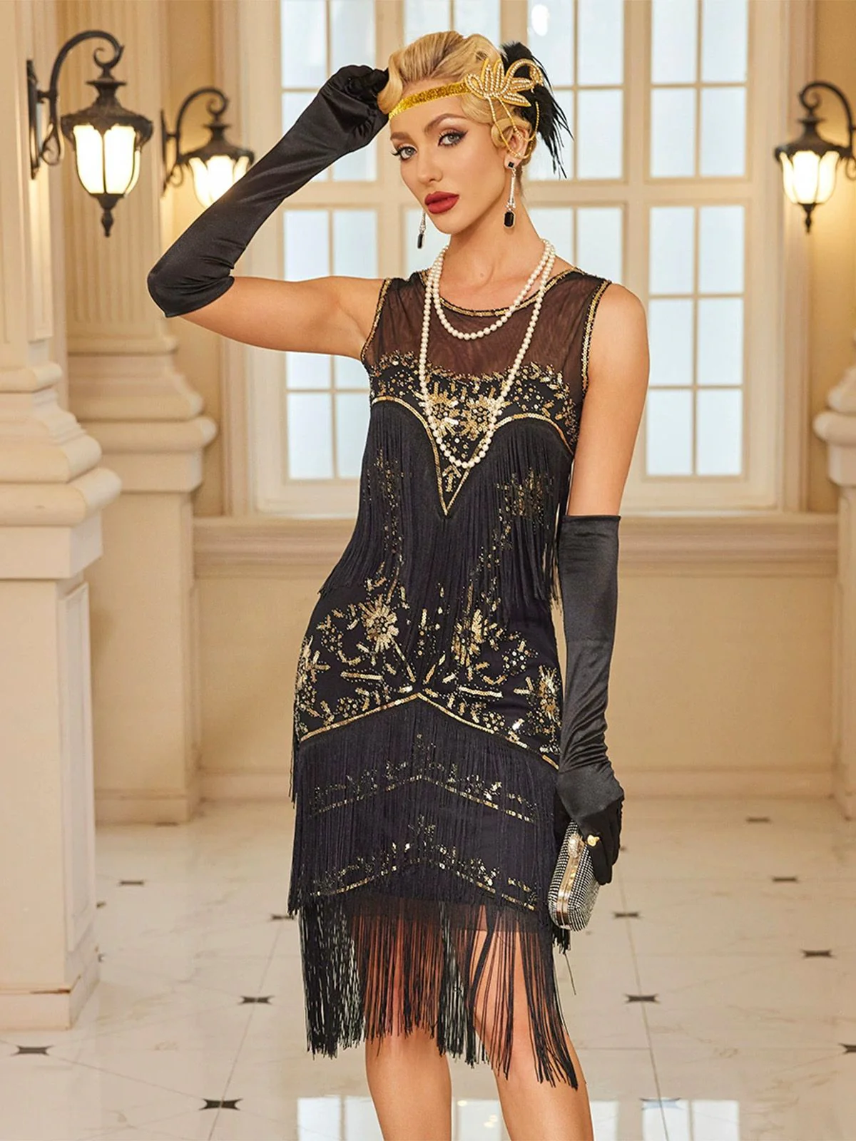 1920s Sequins Beading Tassels Flapper Dress - Image 4