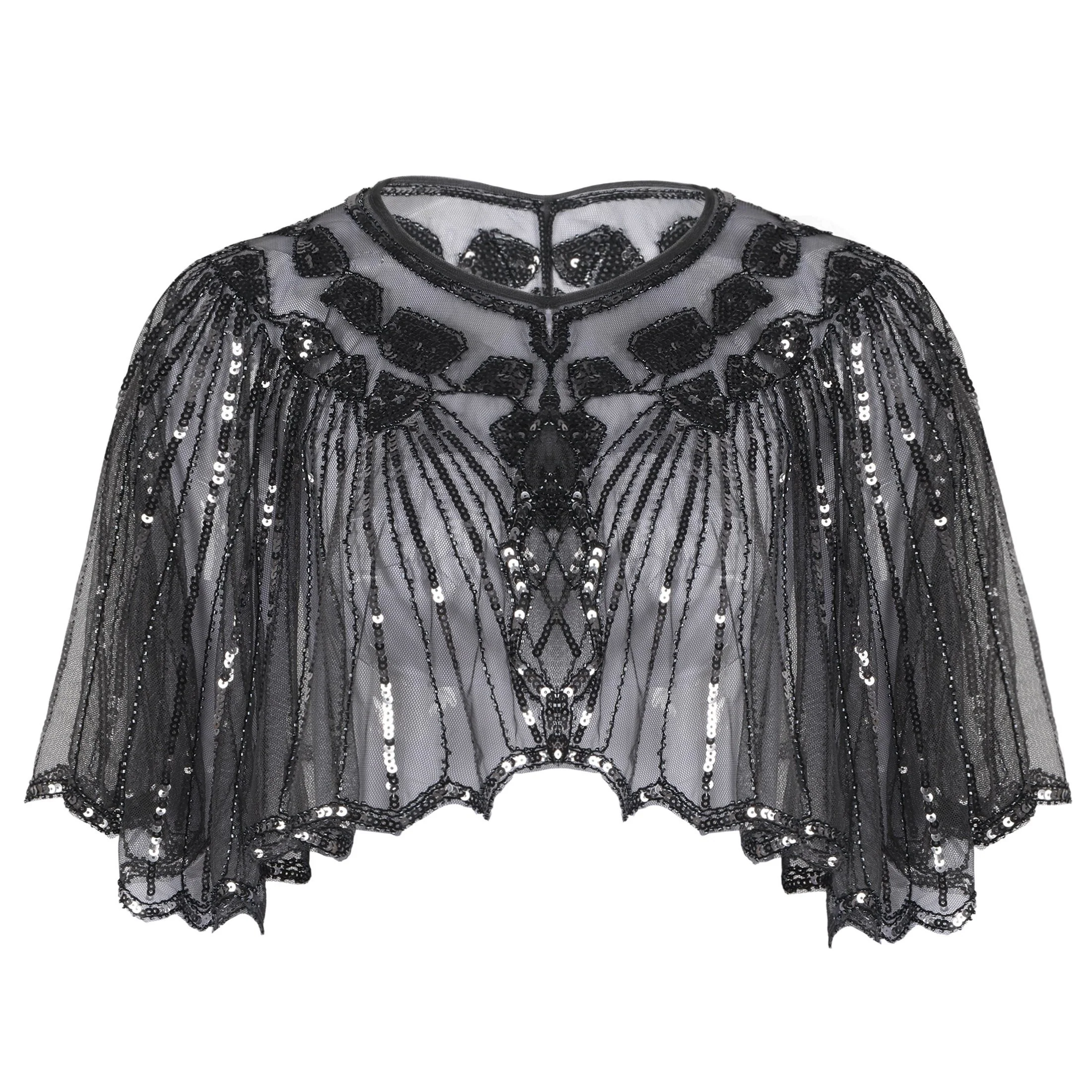 1920s Shawl Beaded Sequin Flapper Cape - Image 9