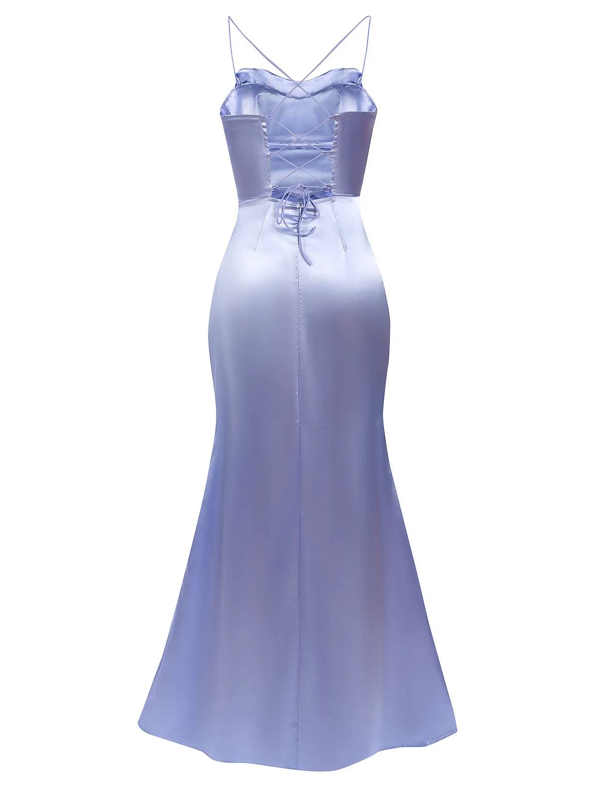 1920s Solid Lace-Up High Slit Dress - Image 9