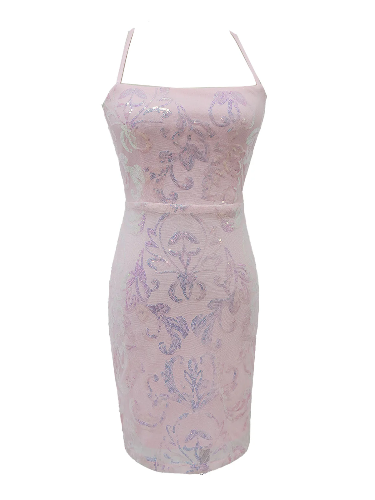 1920s Solid Sequin Spaghetti Strap Backless Dress - Image 18