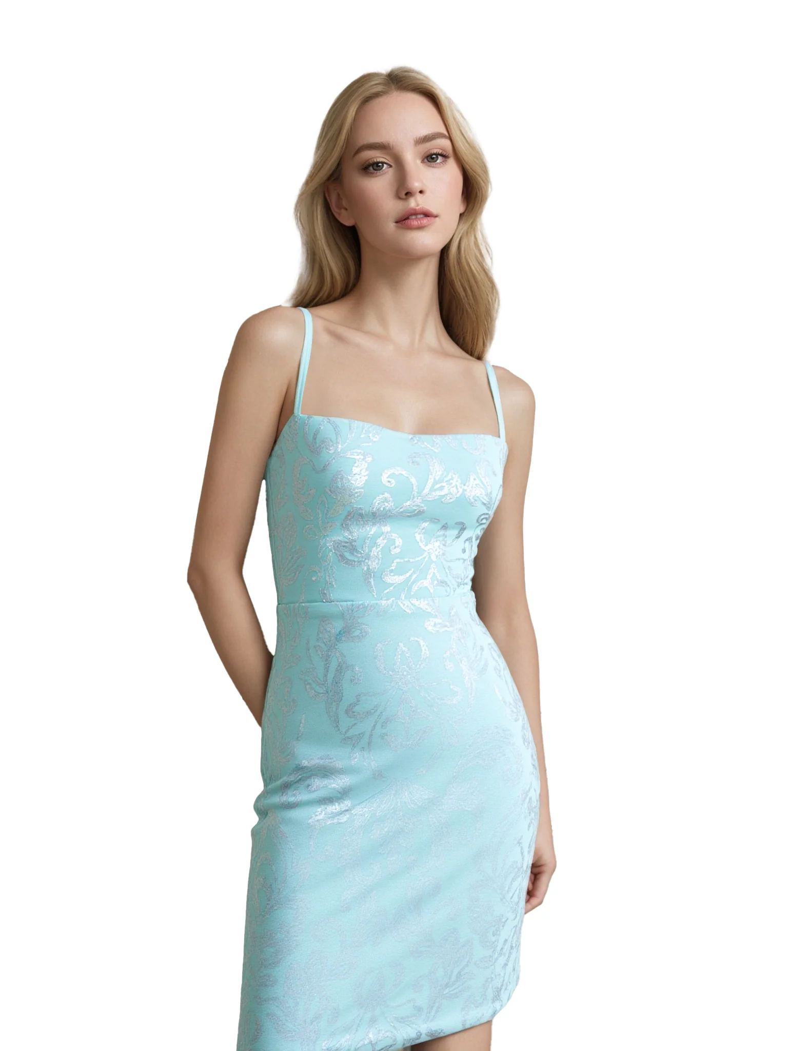 1920s Solid Sequin Spaghetti Strap Backless Dress - Image 7