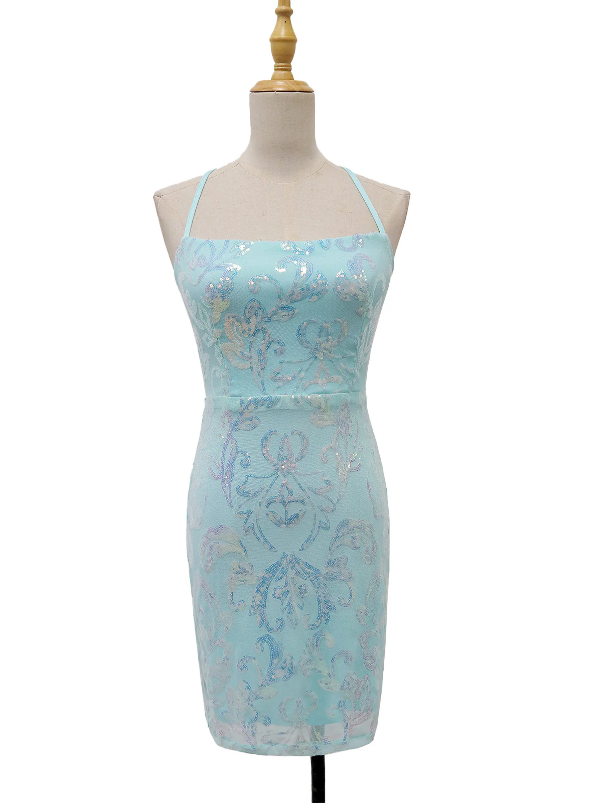 1920s Solid Sequin Spaghetti Strap Backless Dress - Image 8