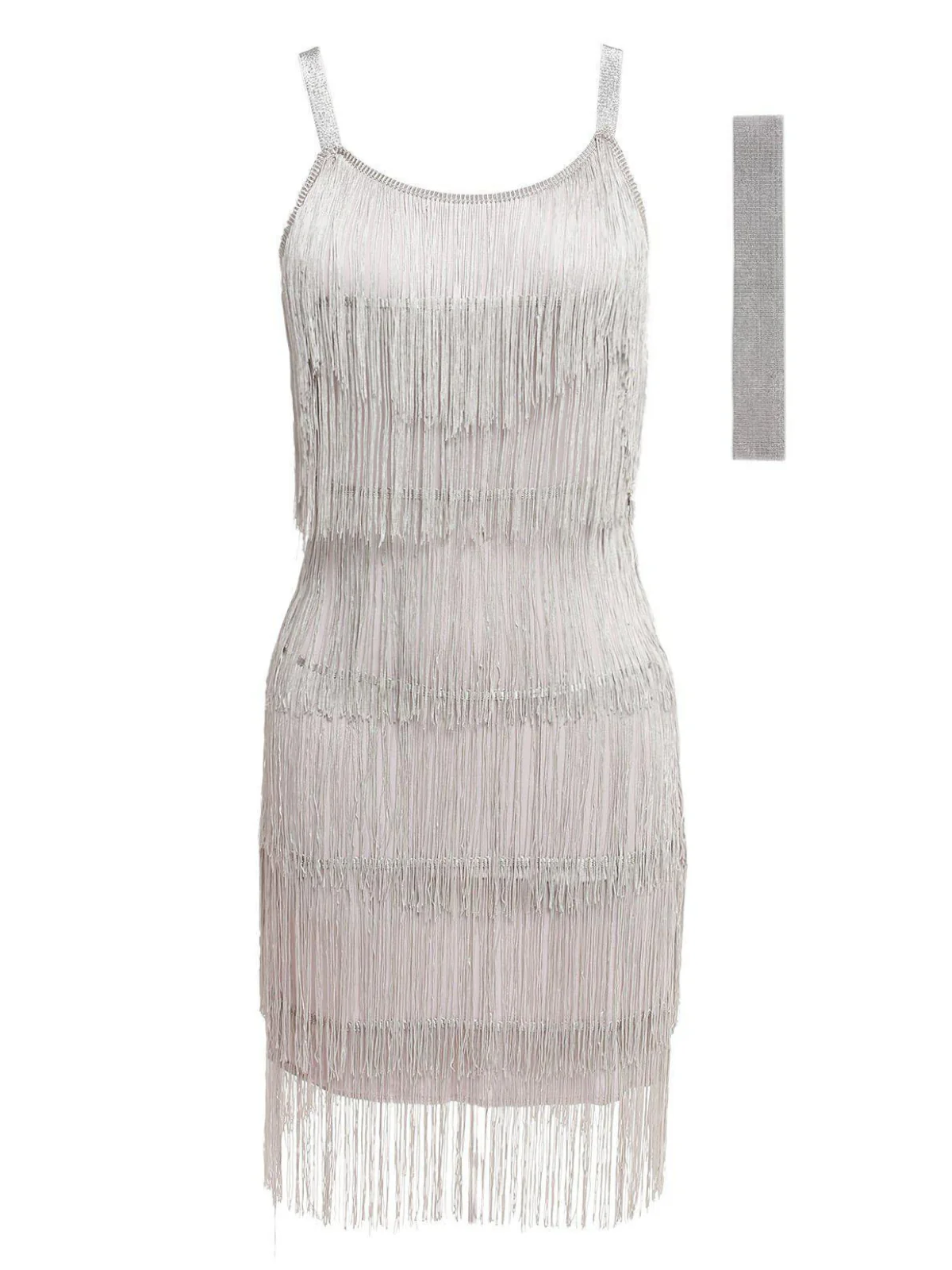 [Clearance] Belted Gray 1920s Fringe Gatsby Dress - Image 9