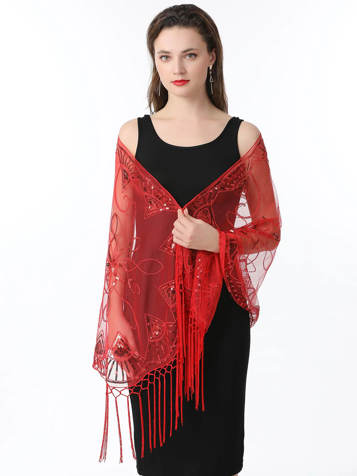 1920s Tassel Sequined Mesh Cape - Image 11