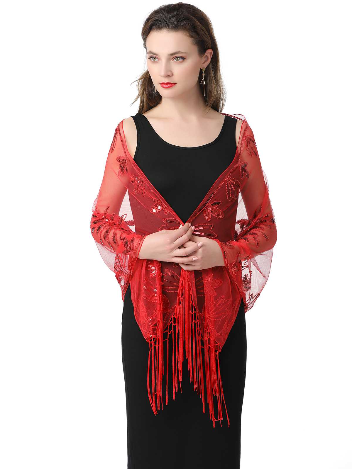 1920s Tassel Sequined Mesh Cape - Image 10