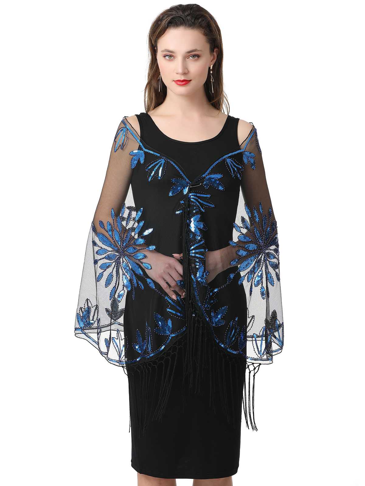 1920s Tassel Sequined Mesh Cape - Image 3