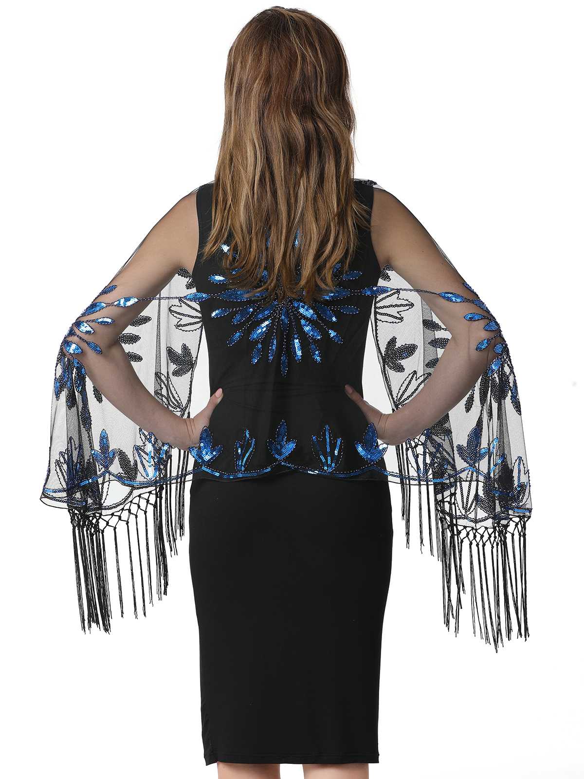 1920s Tassel Sequined Mesh Cape - Image 5