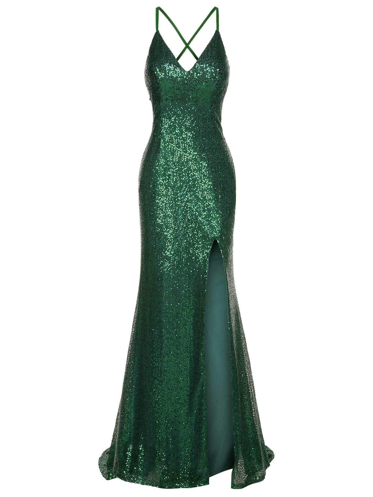 1920s V-Neck Side Slit Sequined Sling Dress - Image 2