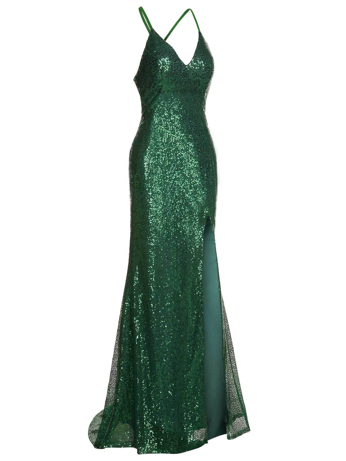 1920s V-Neck Side Slit Sequined Sling Dress - Image 3
