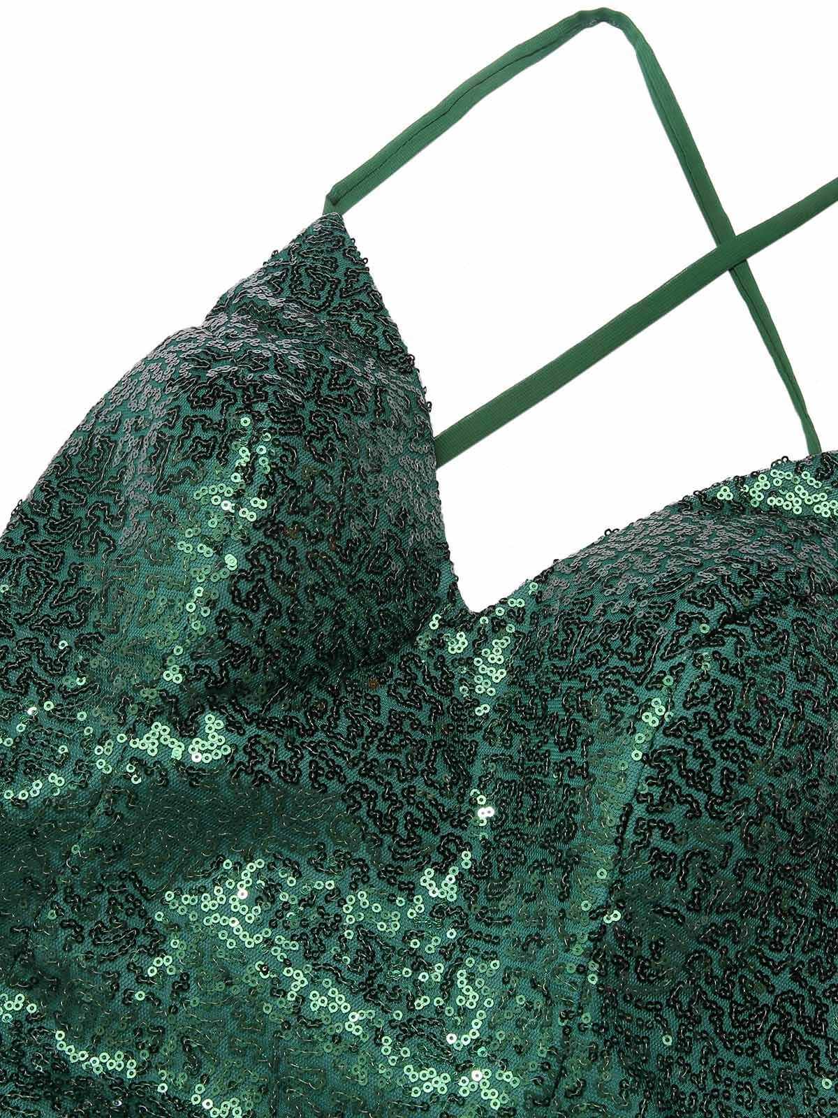 1920s V-Neck Side Slit Sequined Sling Dress - Image 5