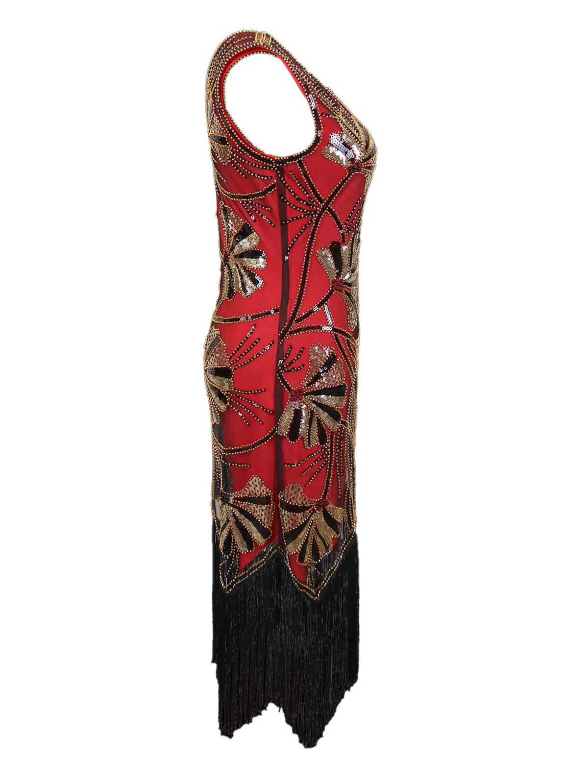 1920s V-Neck Sequined Beading Flapper Dress - Image 7