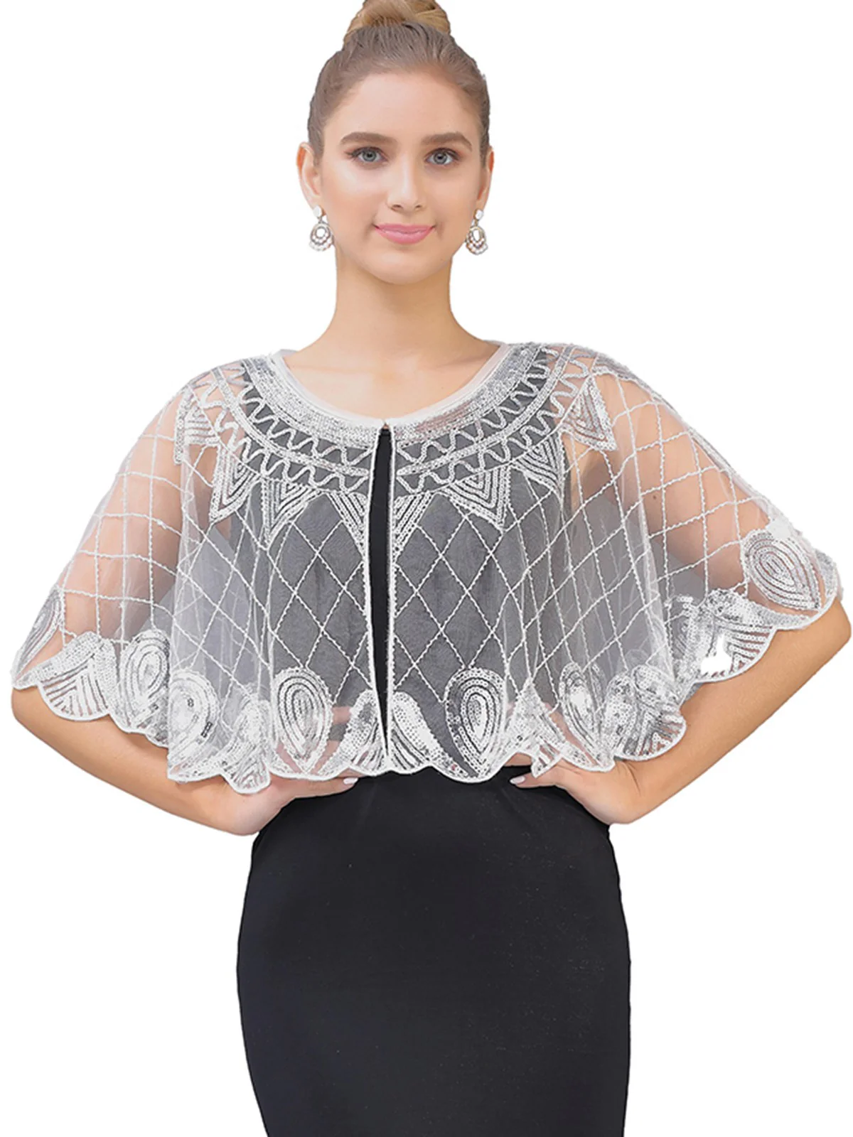 1920s Vintage Argyles Sequin Mesh Cape - Image 3