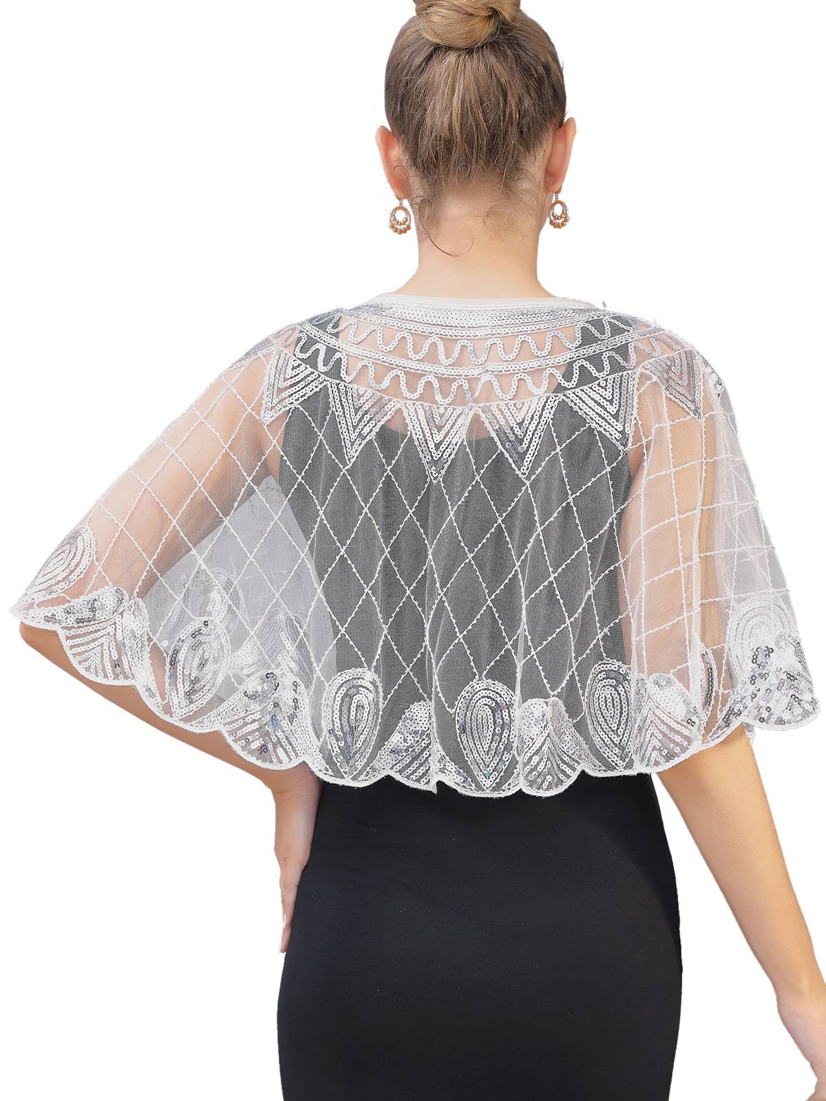 1920s Vintage Argyles Sequin Mesh Cape - Image 4