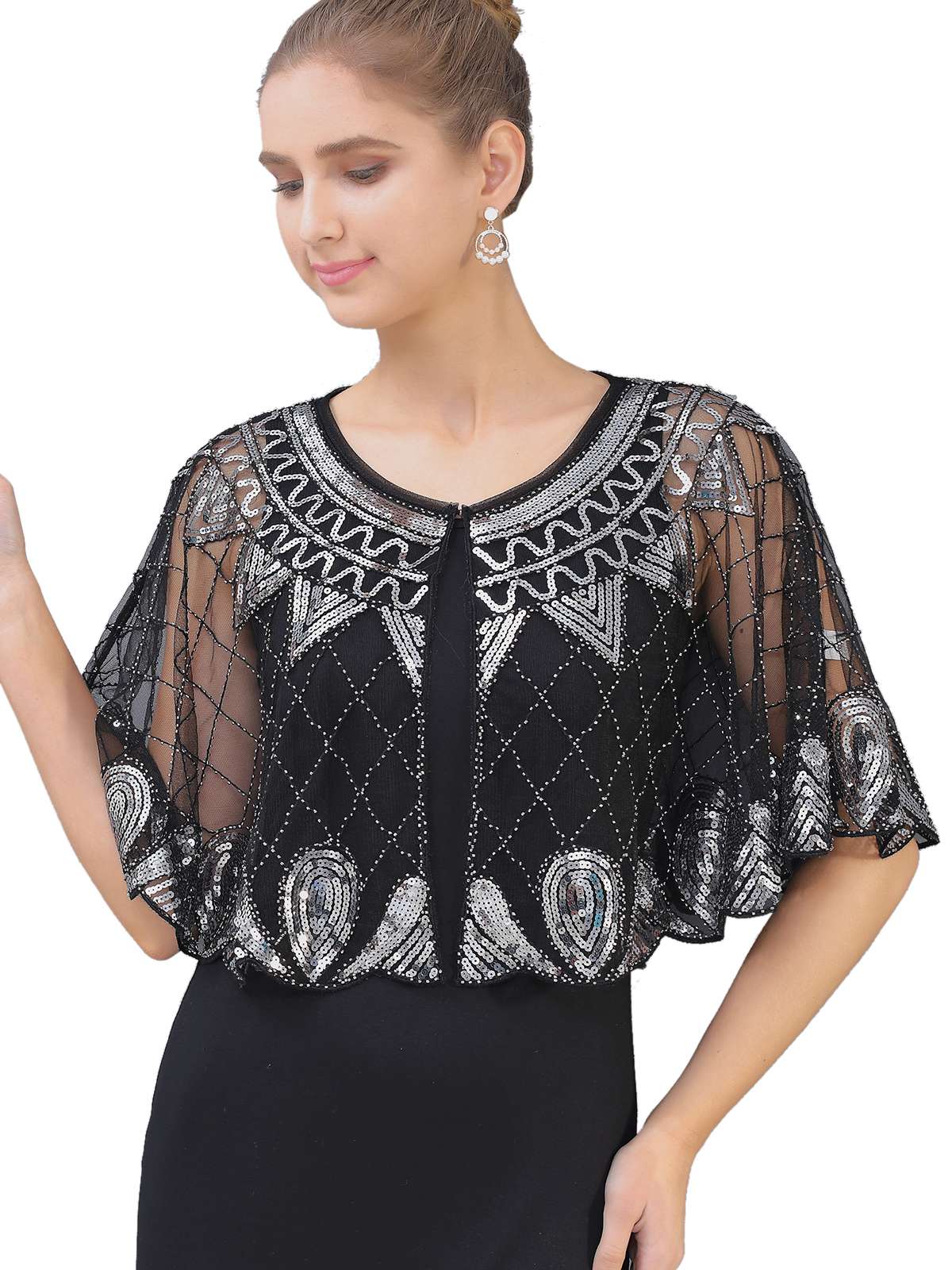 1920s Vintage Argyles Sequin Mesh Cape - Image 6