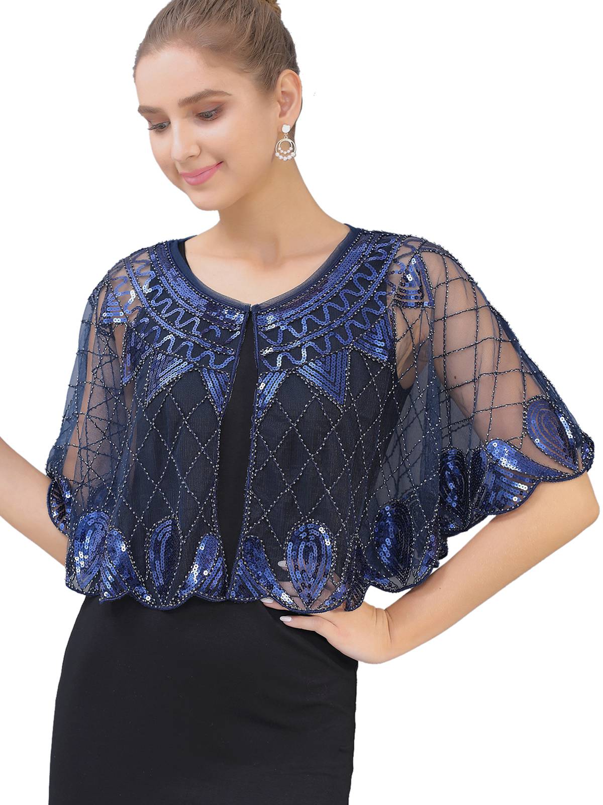 1920s Vintage Argyles Sequin Mesh Cape - Image 7