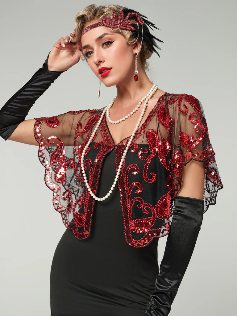 1920s Vintage Cashew Sequin Cape - Image 10