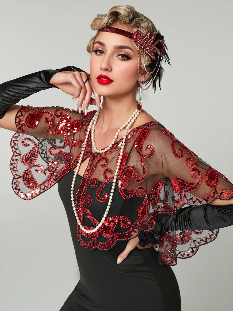 1920s Vintage Cashew Sequin Cape - Image 8