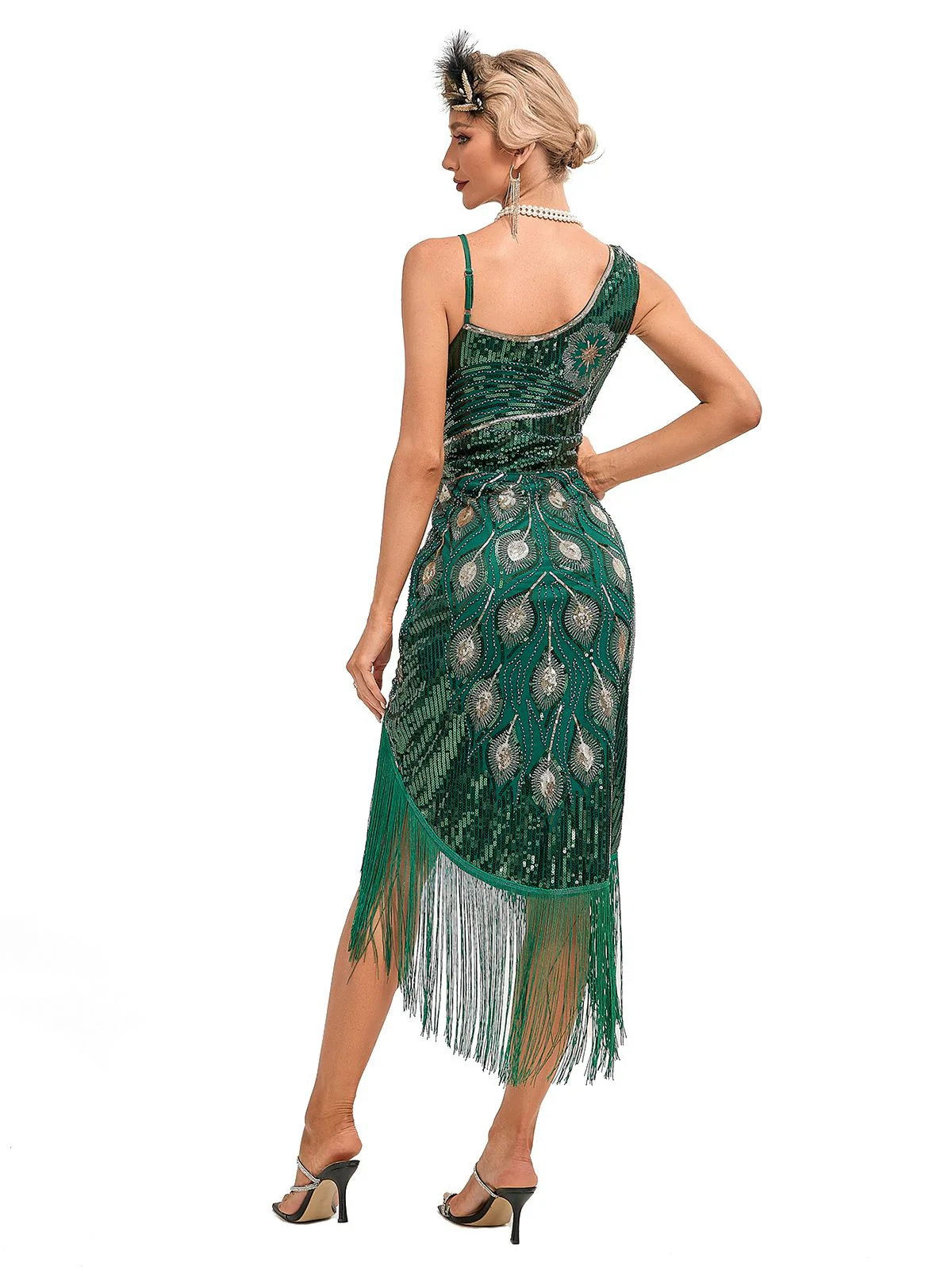 1920s Vintage Fringe Sequined Midi Party Dress - Image 6