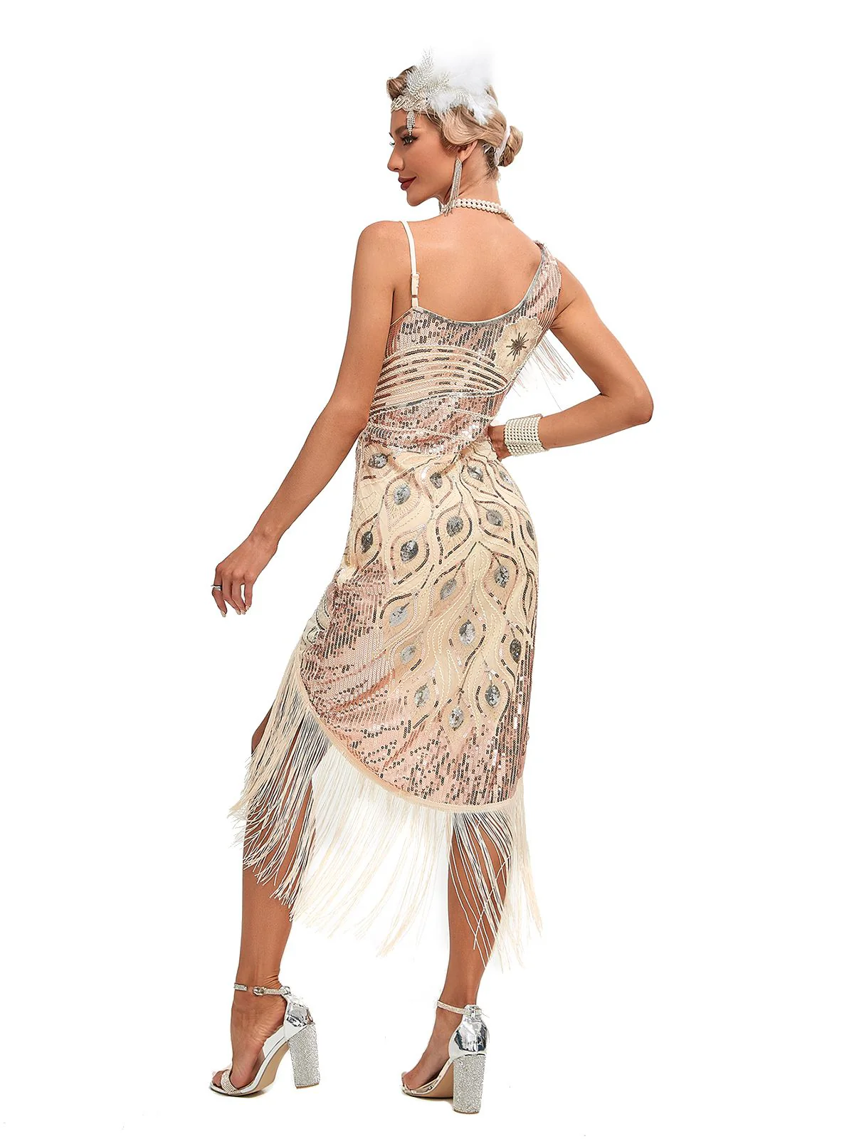 1920s Vintage Fringe Sequined Midi Party Dress - Image 9