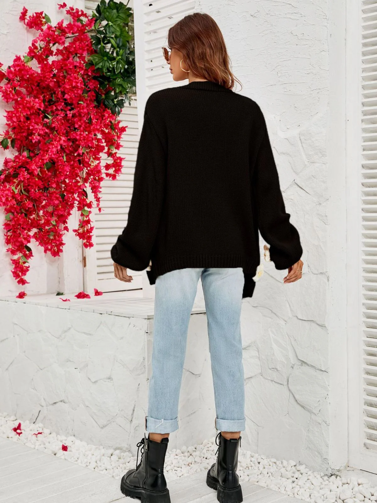 1930s 3D Daisy Long Sleeve Knit Cardigan - Image 12