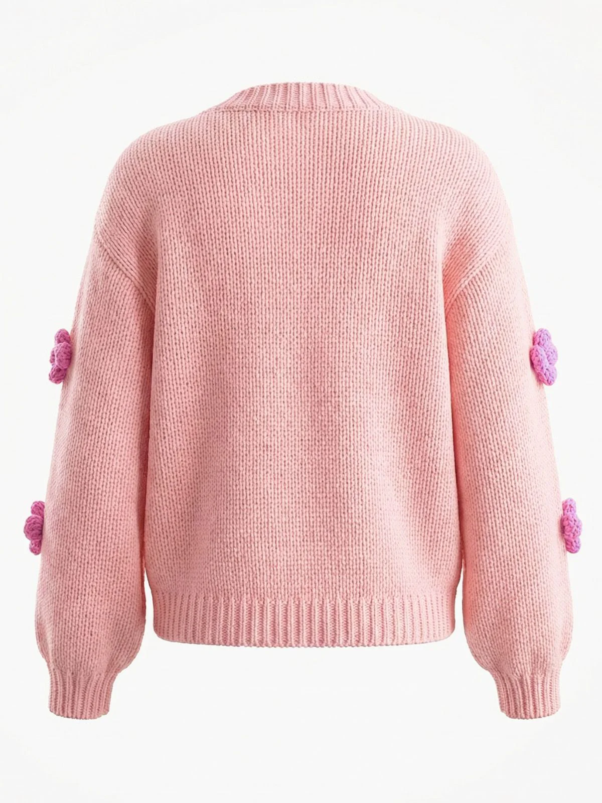 1930s 3D Daisy Long Sleeve Knit Cardigan - Image 4
