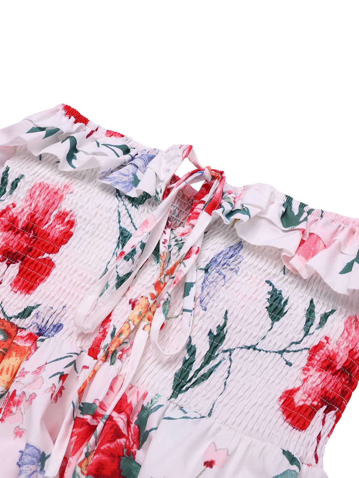 1930s Bandeau Floral Tiered Ruffle Hem Dress - Image 4