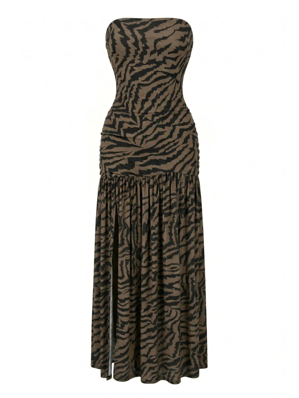 1930s Bandeau Zebra Print Mesh Split Dress - Image 2
