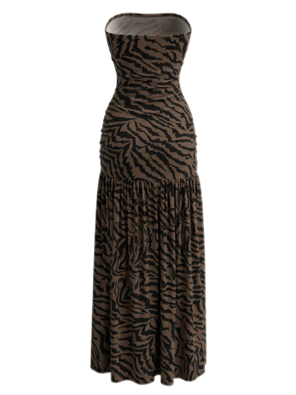 1930s Bandeau Zebra Print Mesh Split Dress - Image 3