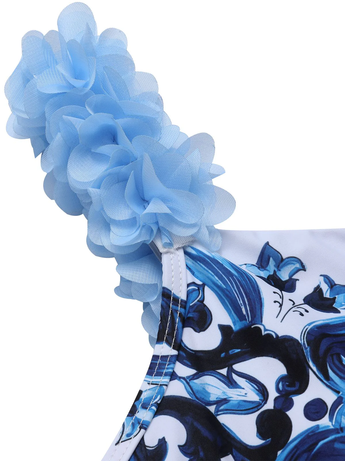 1930s Blue And White Porcelain Print One-Piece Swimsuit - Image 6